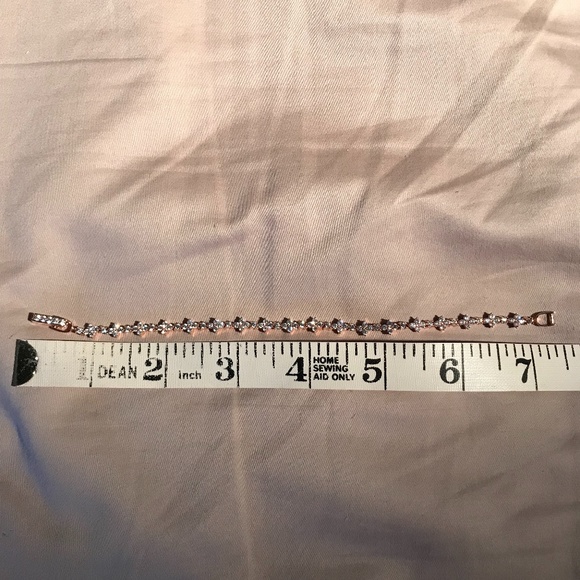 Rose Gold Tone Plated 925 Silver Bracelet with CZ Stones - Picture 3 of 6